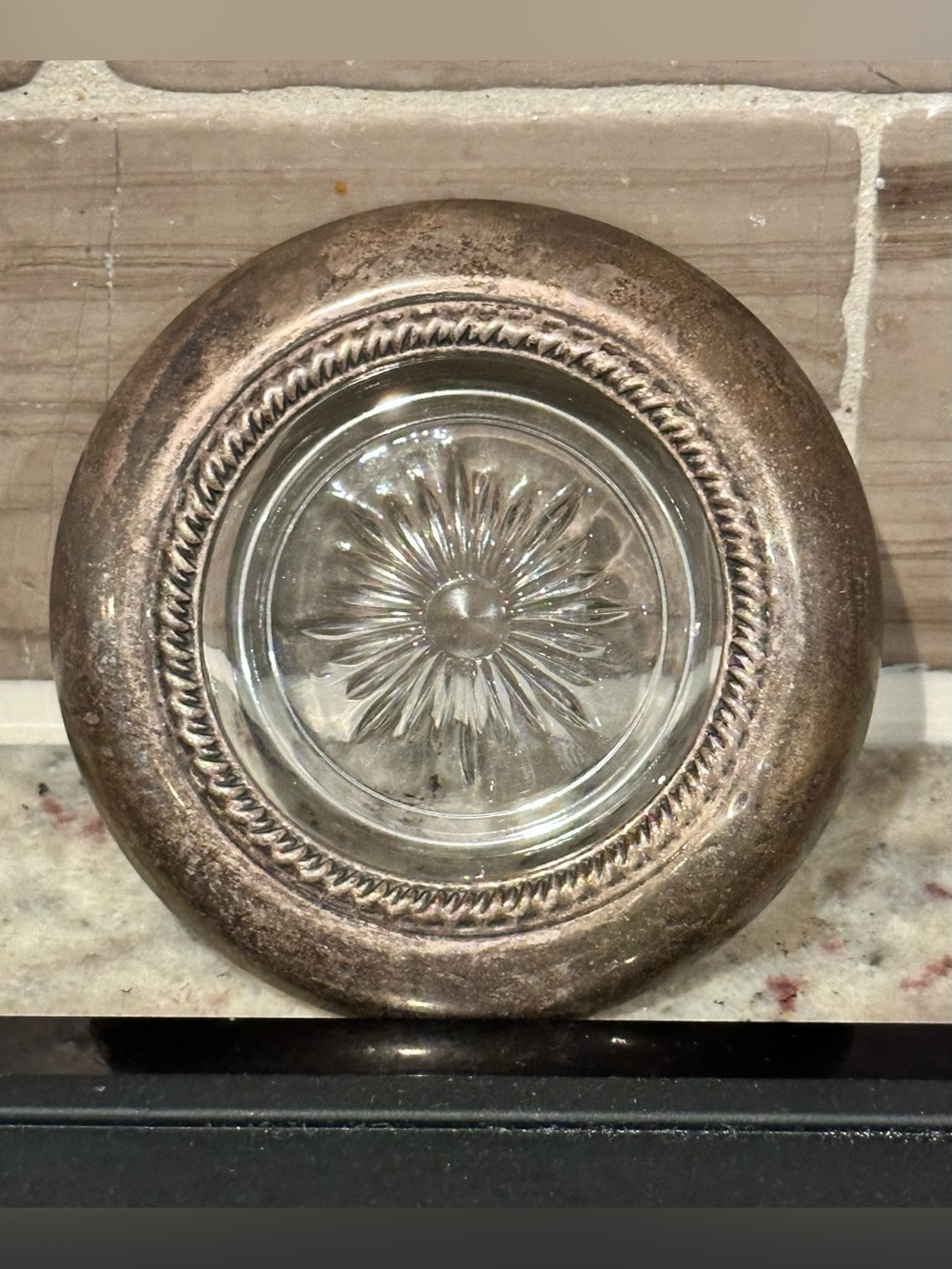 Vintage Round Glass Mid Century Trinket Dish 3.2” x .74”